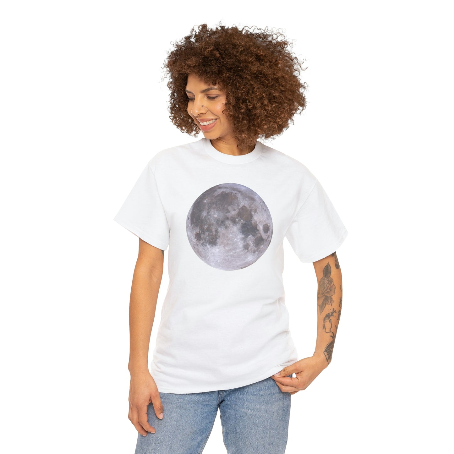Full Moon Astronomy Tshirt - Telescope Back Design