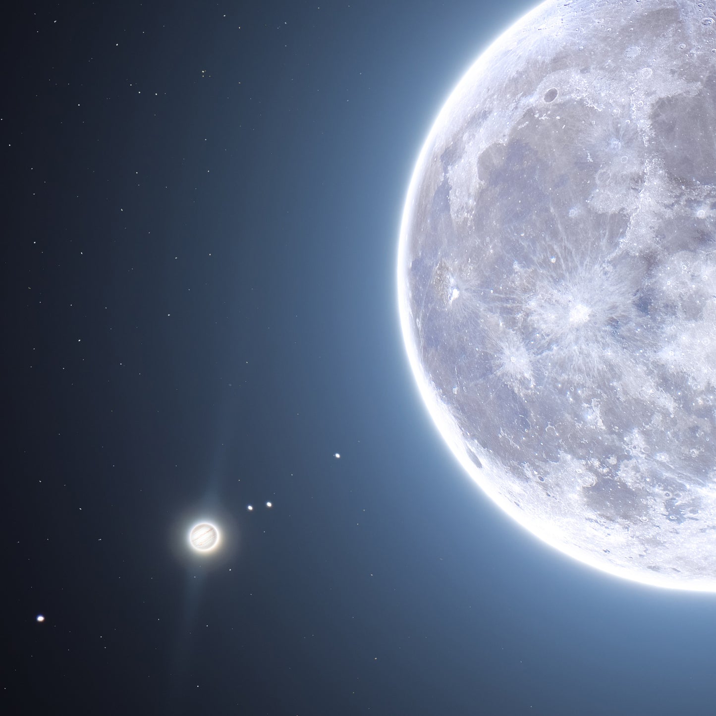 Waxing Gibbous Moon Dances with Jupiter and Saturn Bundle Download