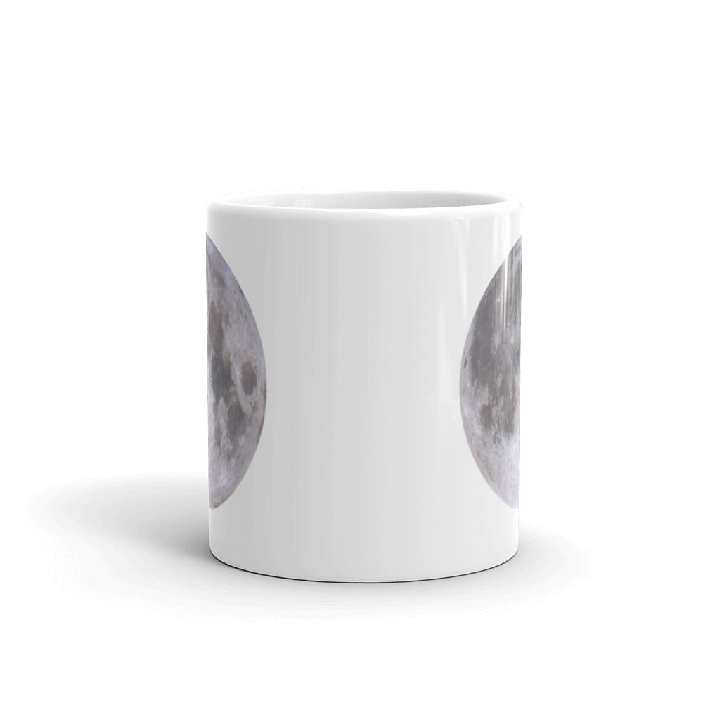 White glossy Full Moon mug