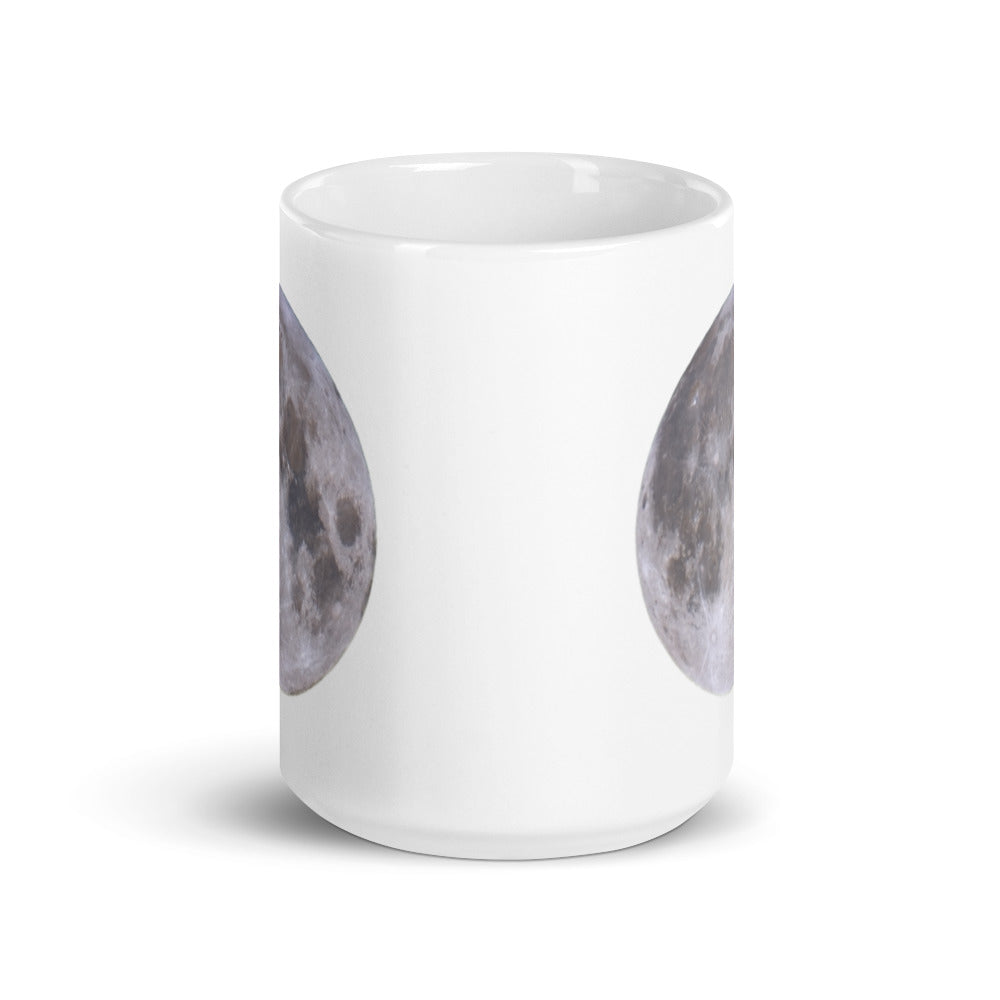 White glossy Full Moon mug