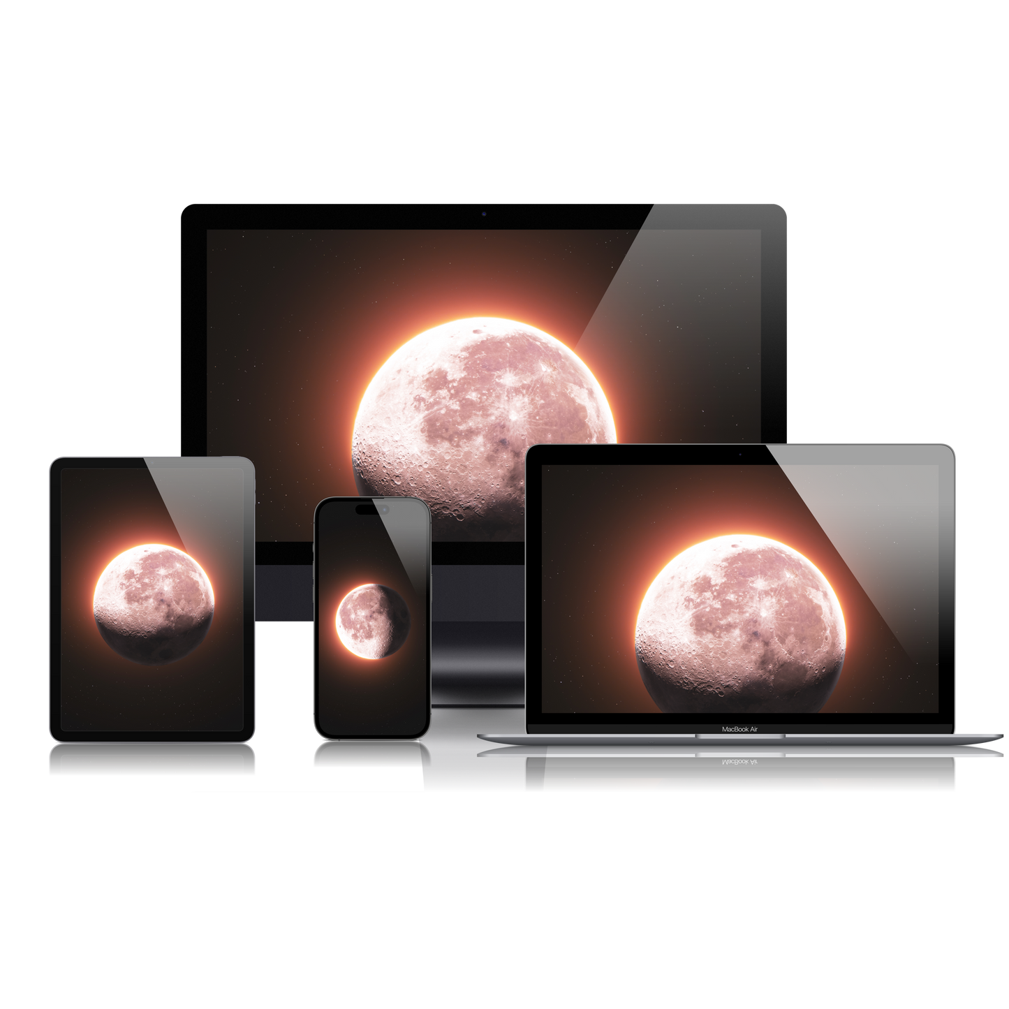 Red Waning Gibbous Moon of February 23 2022  Wallpaper Bundle