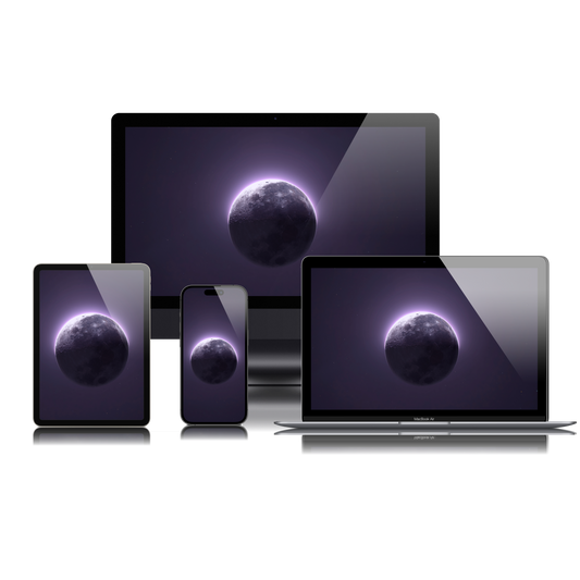Waning Crescent Moon in Purple Chrome Bundle Download