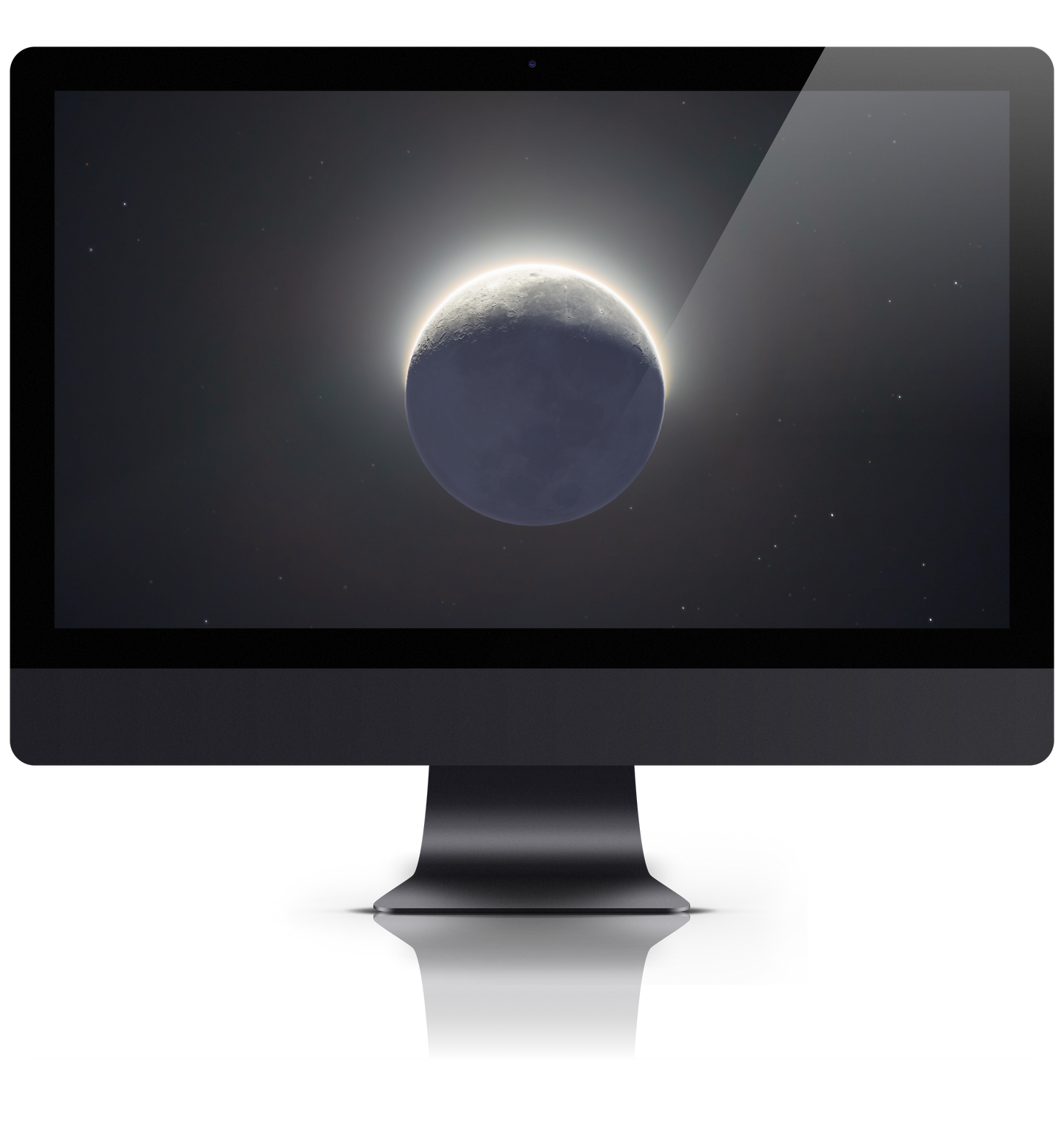 Waning Crescent Moon at Dawn PC Wallpaper