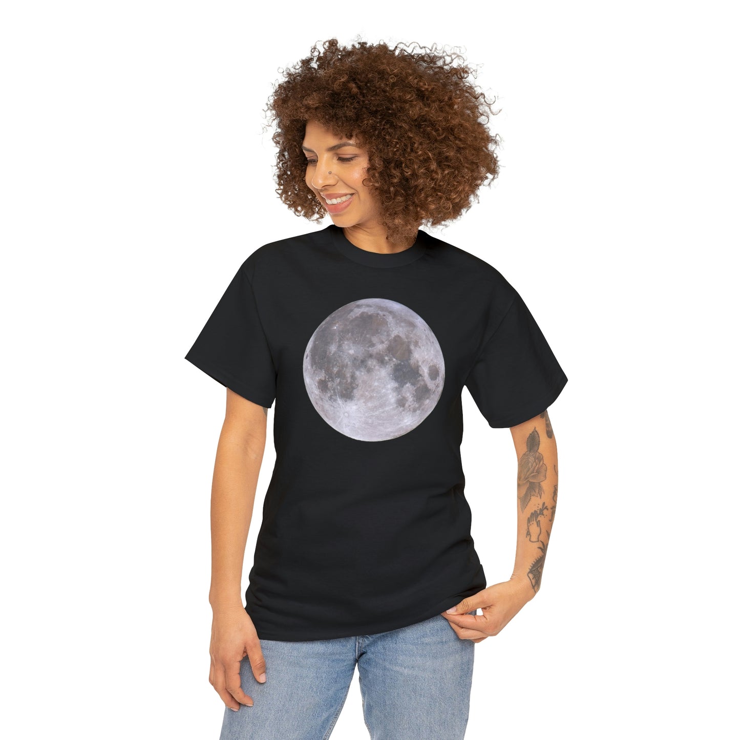 Full Moon Astronomy Tshirt - Telescope Back Design
