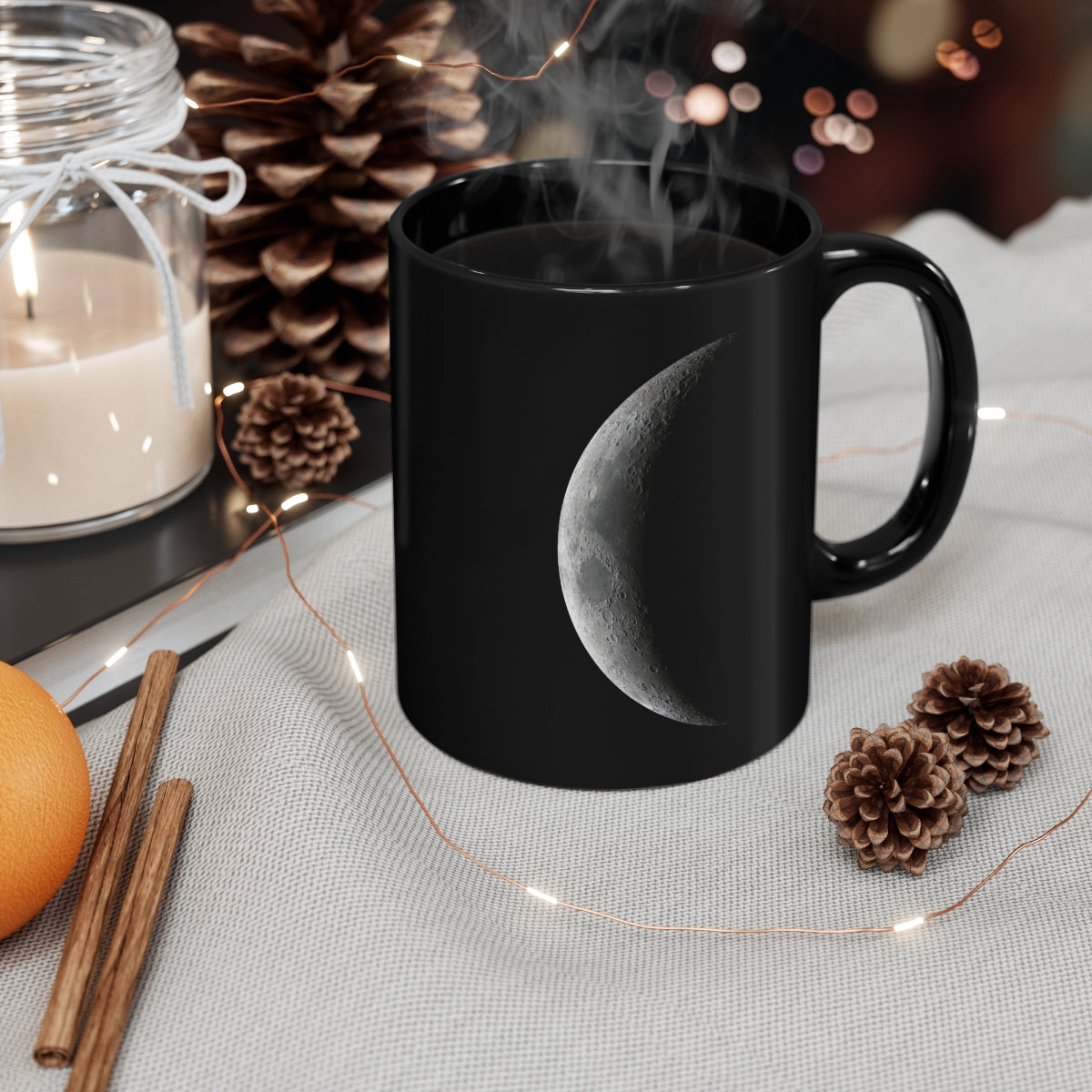 Crescent Moon 11oz Black Mug