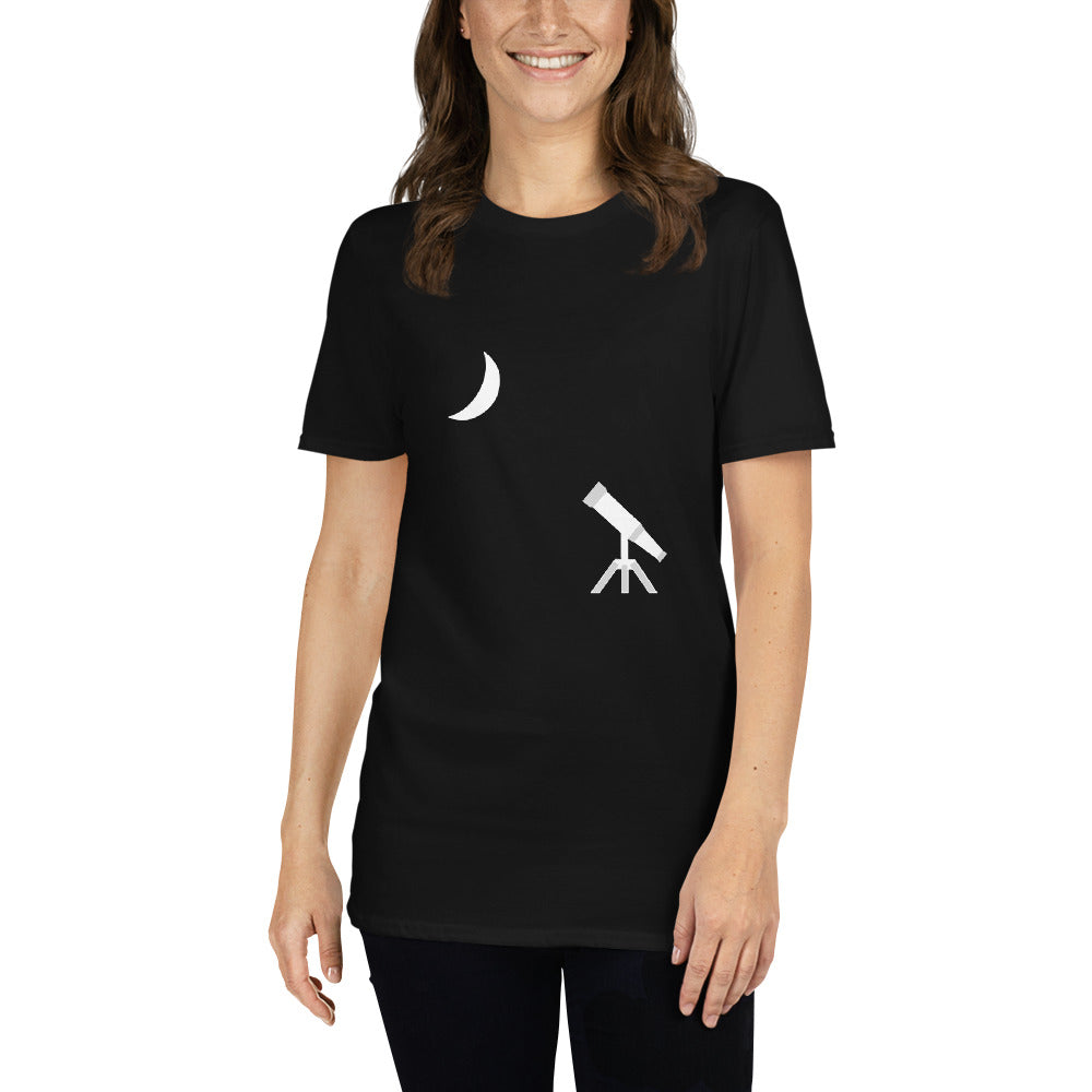 Telescope and Moon Unisex T-Shirt by Rami_astro (No Logo on Sleeve)