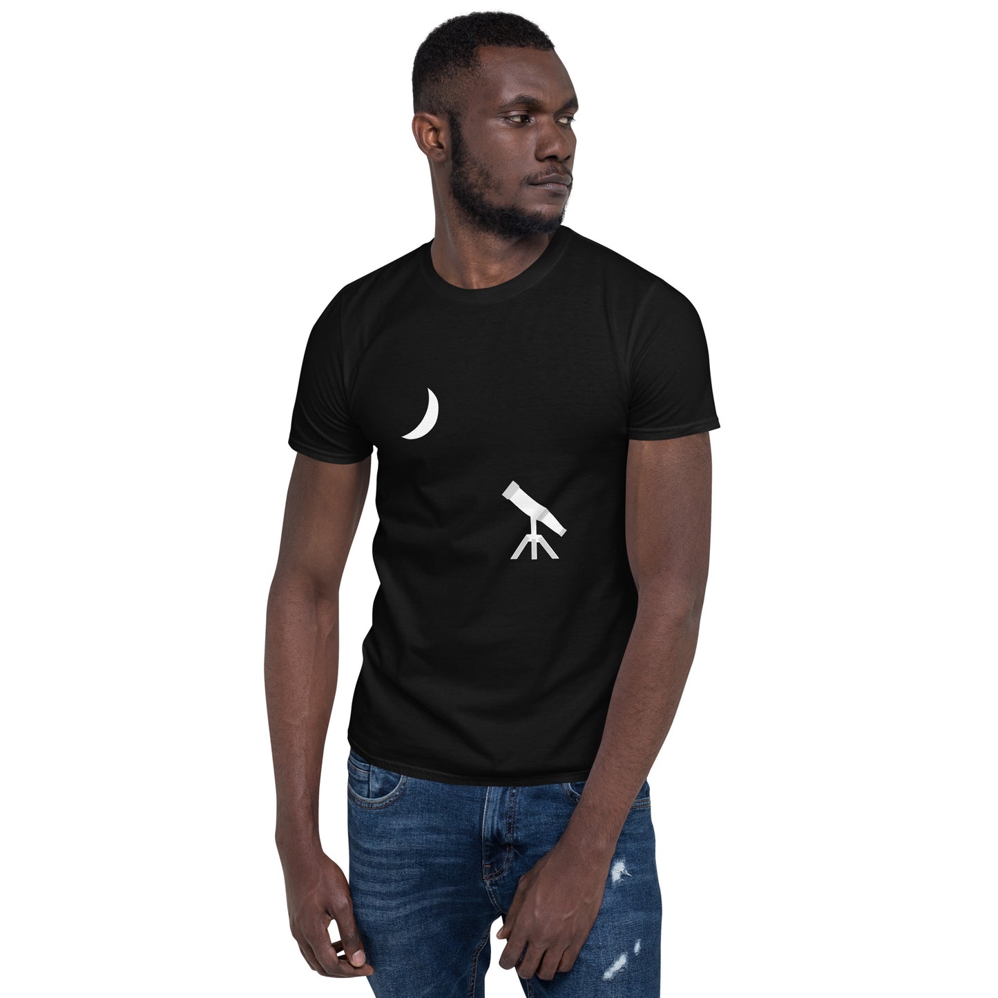 Telescope and Moon Unisex T-Shirt by Rami_astro (No Logo on Sleeve)